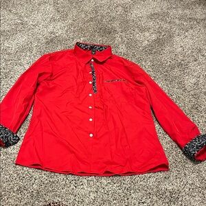 MANFINITY Red Shirt with Floral Accents